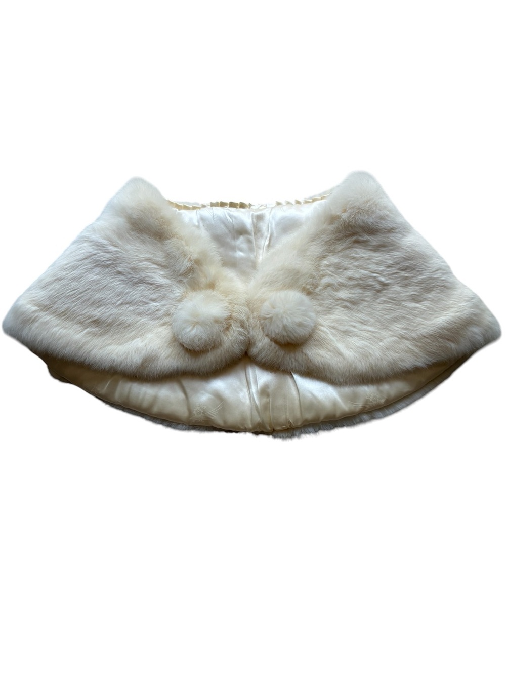 Vintage 1970s Cream Genuine Fur Stole Capelet